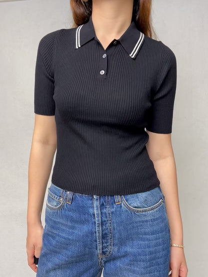 TH Stretch-Wool Polo Top