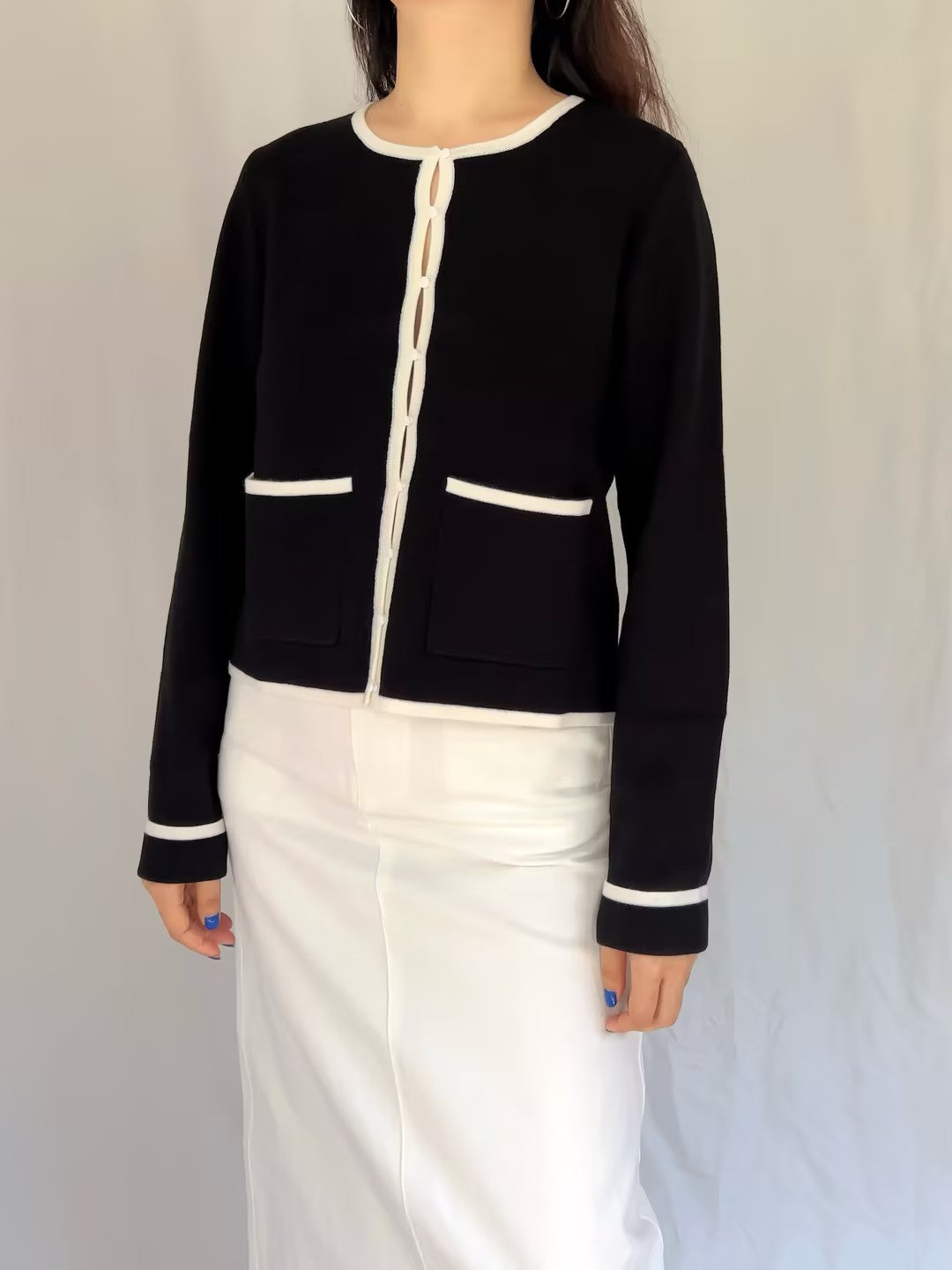 Brielle Cardigan - Black Ecru