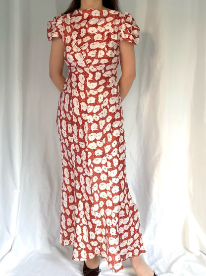 Alna Silk Dress - Rouge Fleurs Danemone