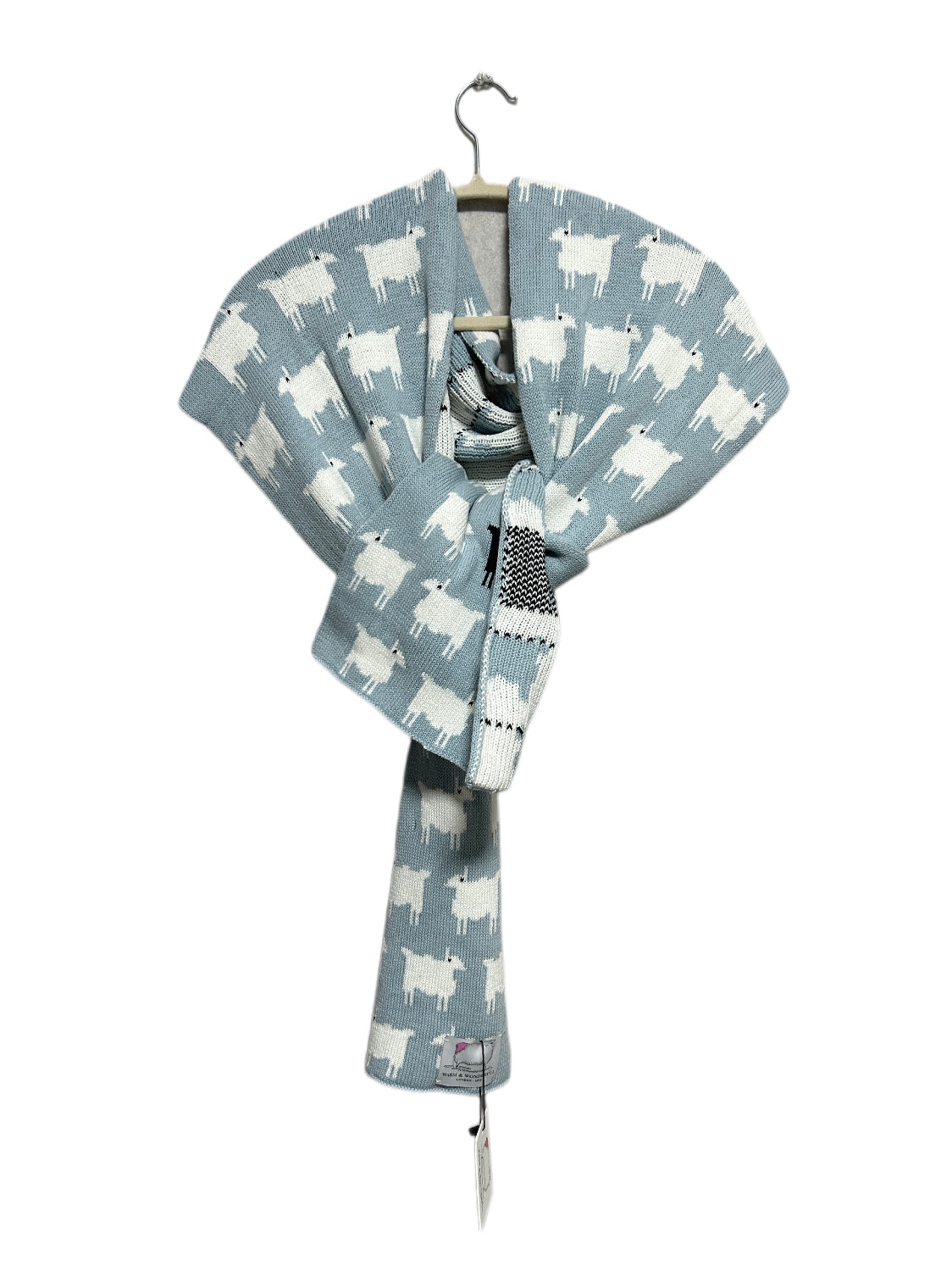 WW Cotton Sheep Scarf - Blue