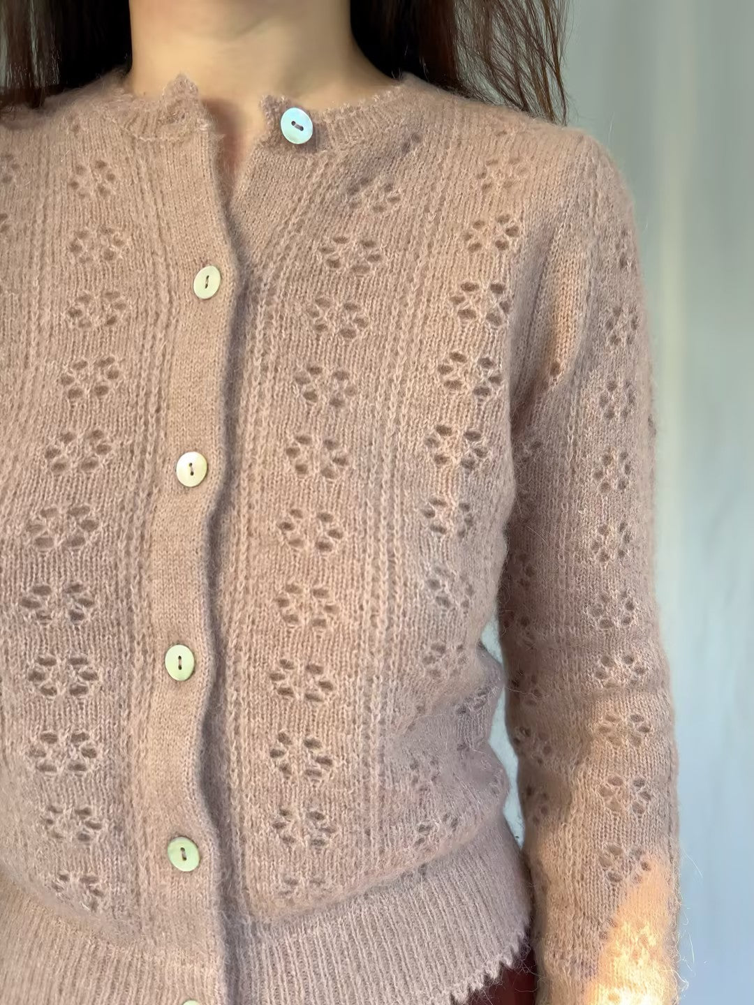 Emery Pointelle Cardigan - Clay