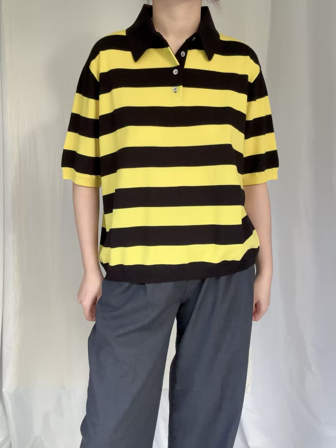 ZKV Ryan Stripe Polo Top in S/M