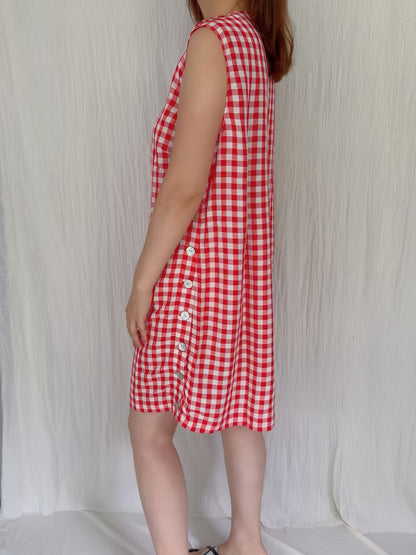 Coralie Dress - Scarlet Marilyn Gingham in US14