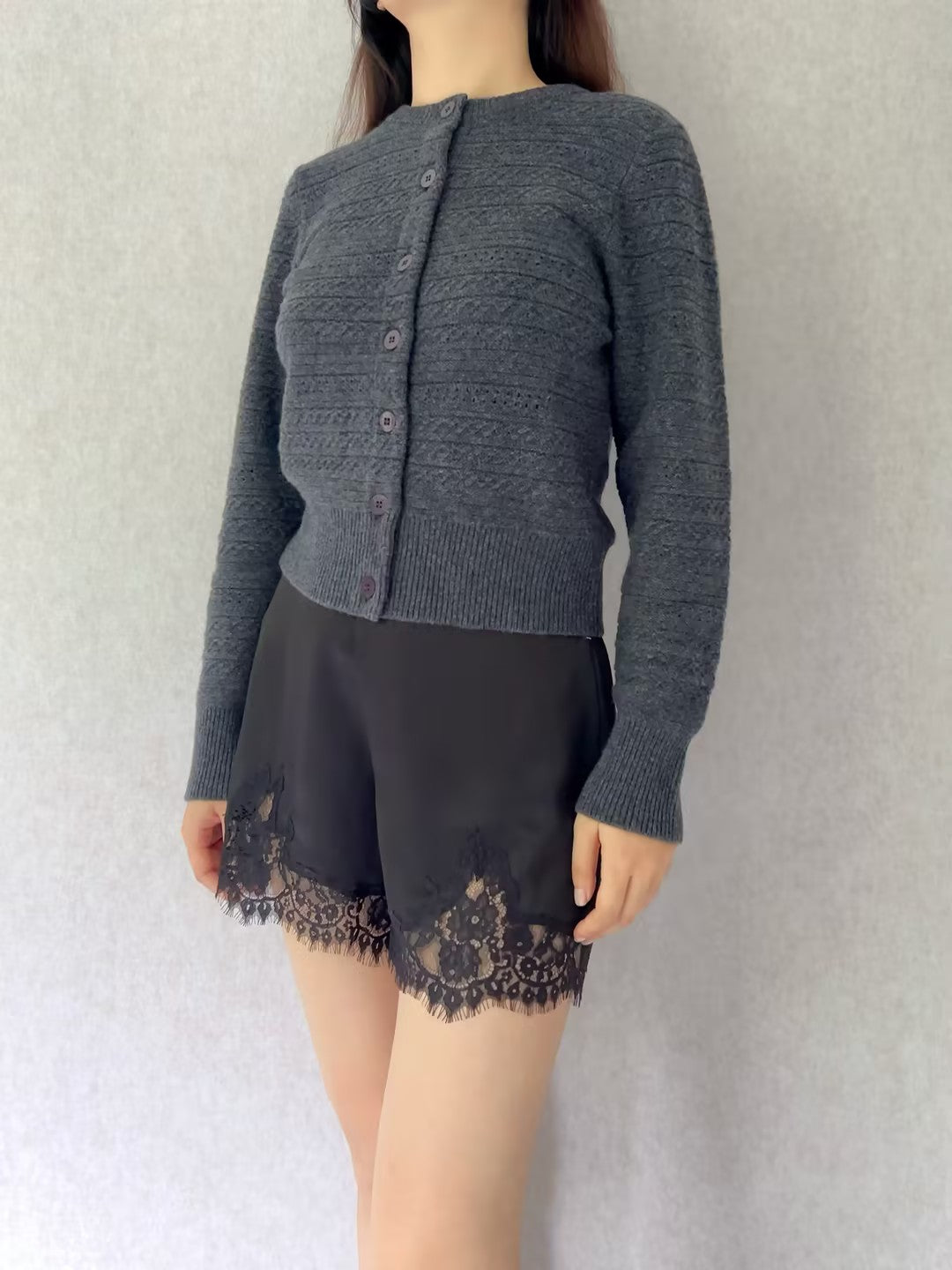 ab Mottled Grey Wool Cardigan