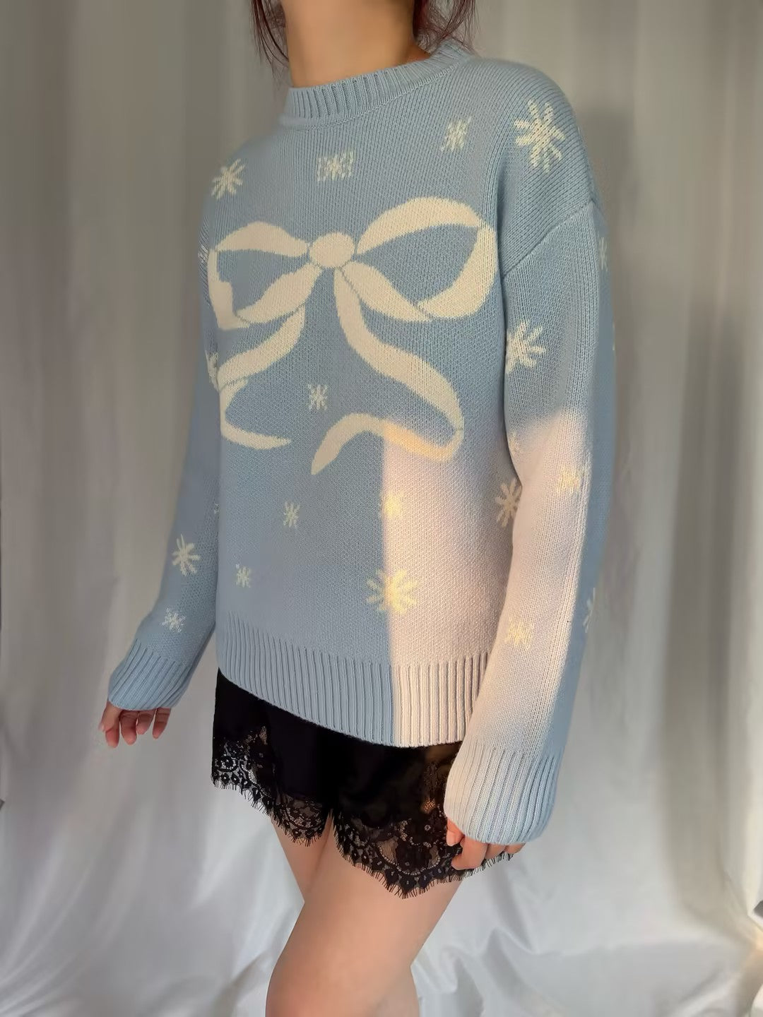 LSF Francie Wool Jacquard Pullover - Snowflake Blue