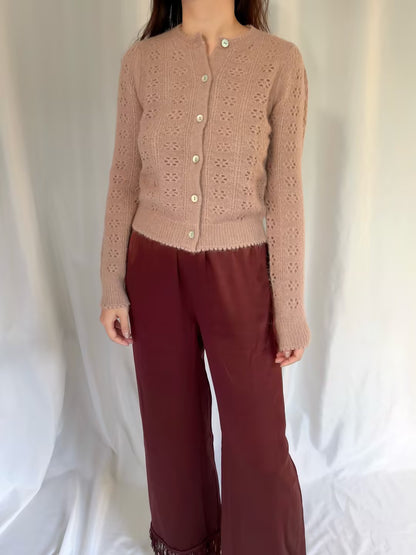 Emery Pointelle Cardigan - Clay