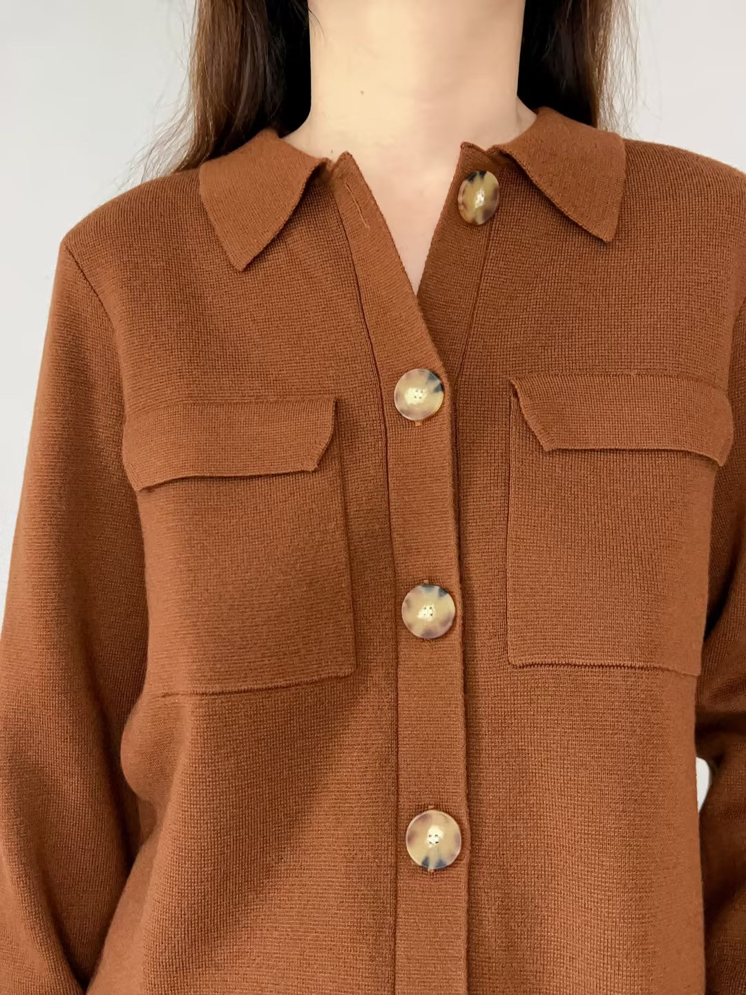 Betty Merino Wool Cardigan in Hazelnut