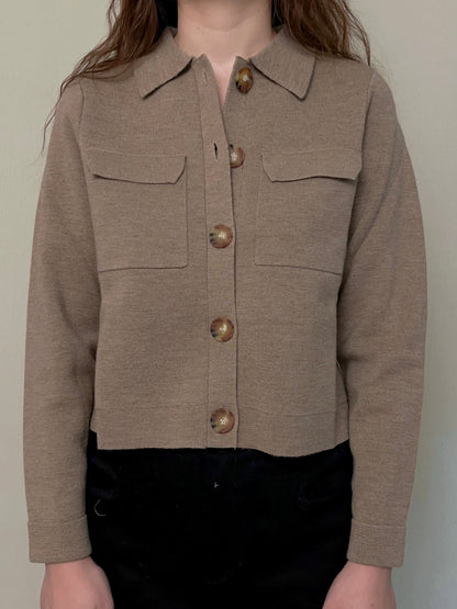 Betty Merino Wool Cardigan in Camel