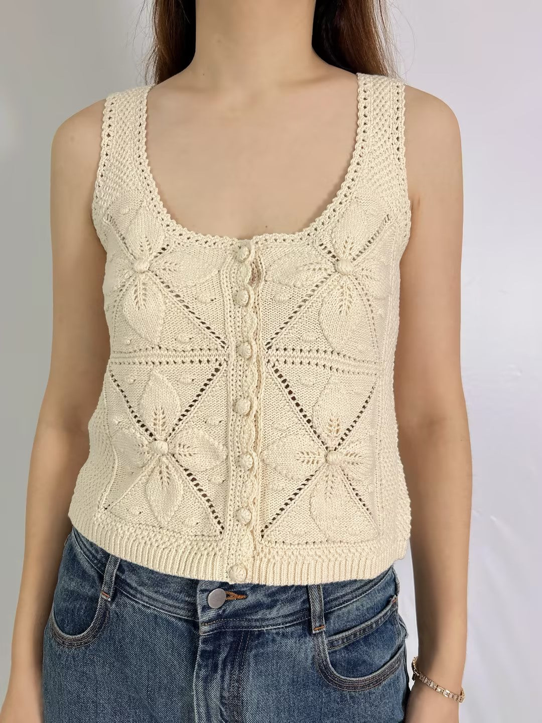 Joas Floral Crochet Sweater Vest