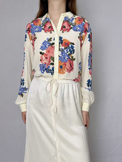 Anouk Floral Silk Blouse [size 38 sample sale]