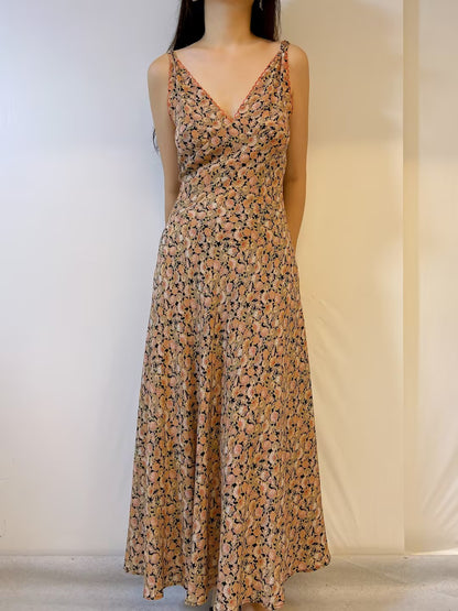 Brooklyn Silk Long Dress in Tresors de la Mer