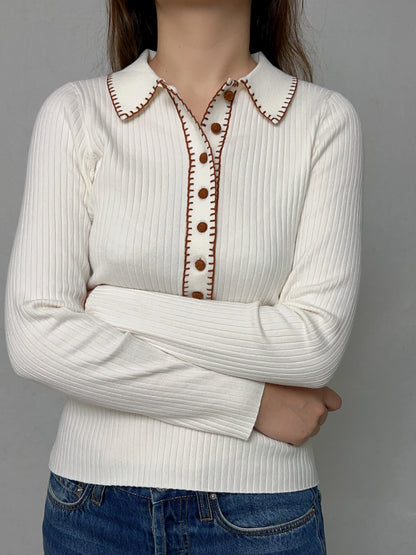 Arielle Merino Wool  Polo Jumper [size M sample sale]