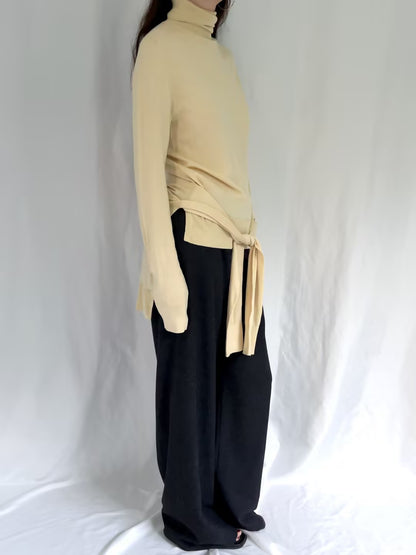Double-Sleeve Turtleneck Sweater - Champagne in S