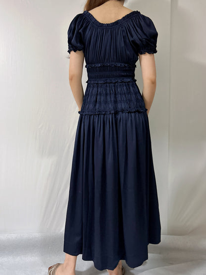 Leanne Silk Maxi Dress in Navy