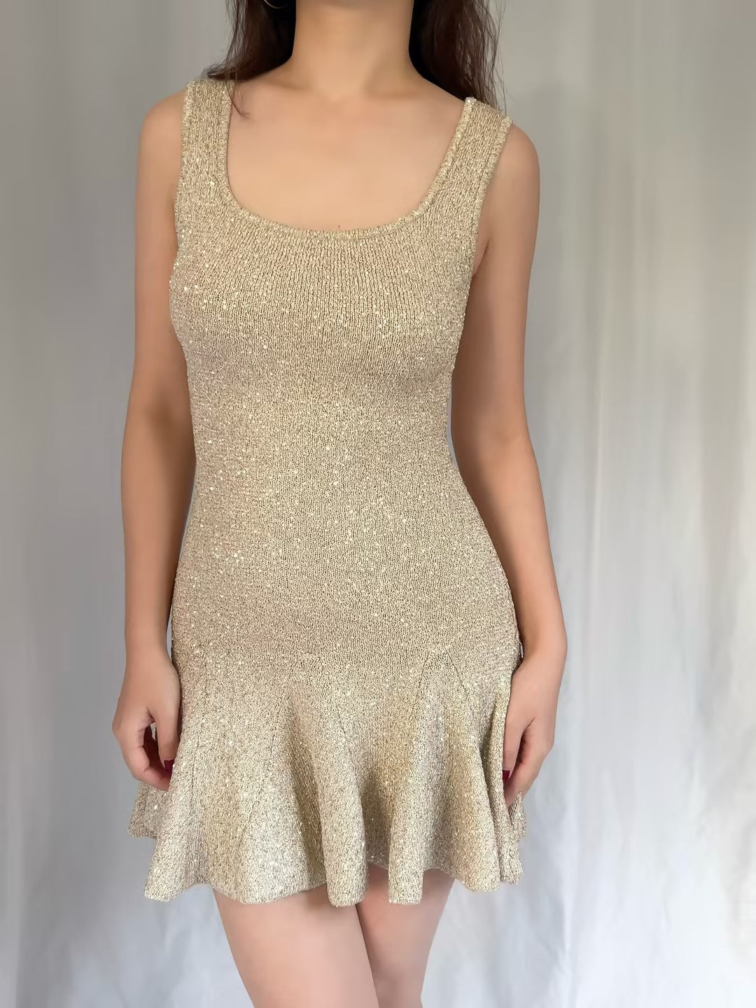 LSF Sequin Stretch Mini Dress - Honey Gold