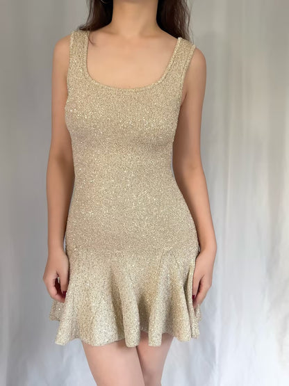 LSF Sequin Stretch Mini Dress - Honey Gold