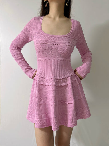 LSF Lavender Pointelle Knit Mini Dress in Rose Clay