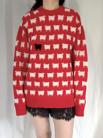 WW Men's Wool Sheep Sweater - Red (contact for other sizes)
