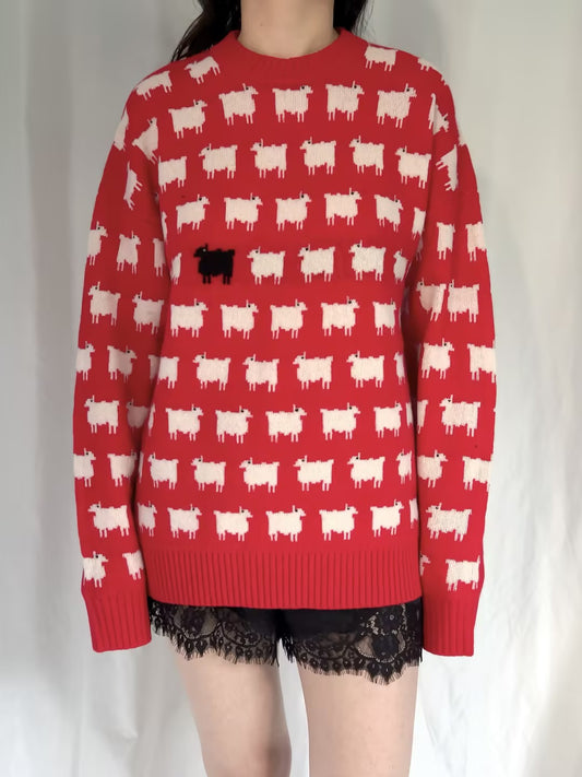 WW Men's Wool Sheep Sweater - Red (contact for other sizes)