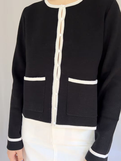 Brielle Cardigan - Black Ecru