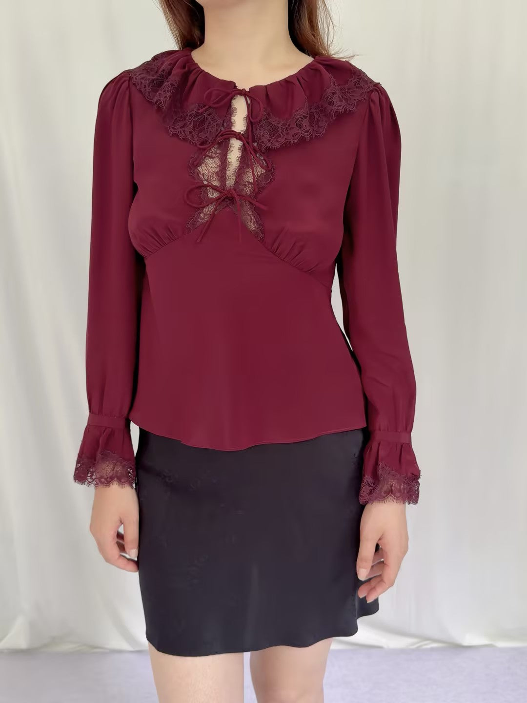 Aimme Silk Blouse - Maroon in S