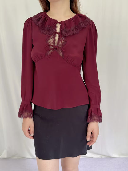Aimme Silk Blouse - Maroon in S