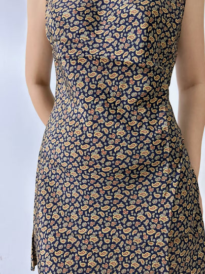 Robe en soie à fleurs bleue Amoretta