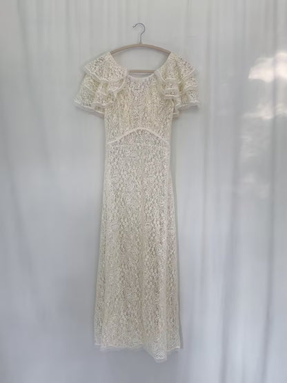 Robe mi-longue en dentelle Sohana en jaune jonquille
