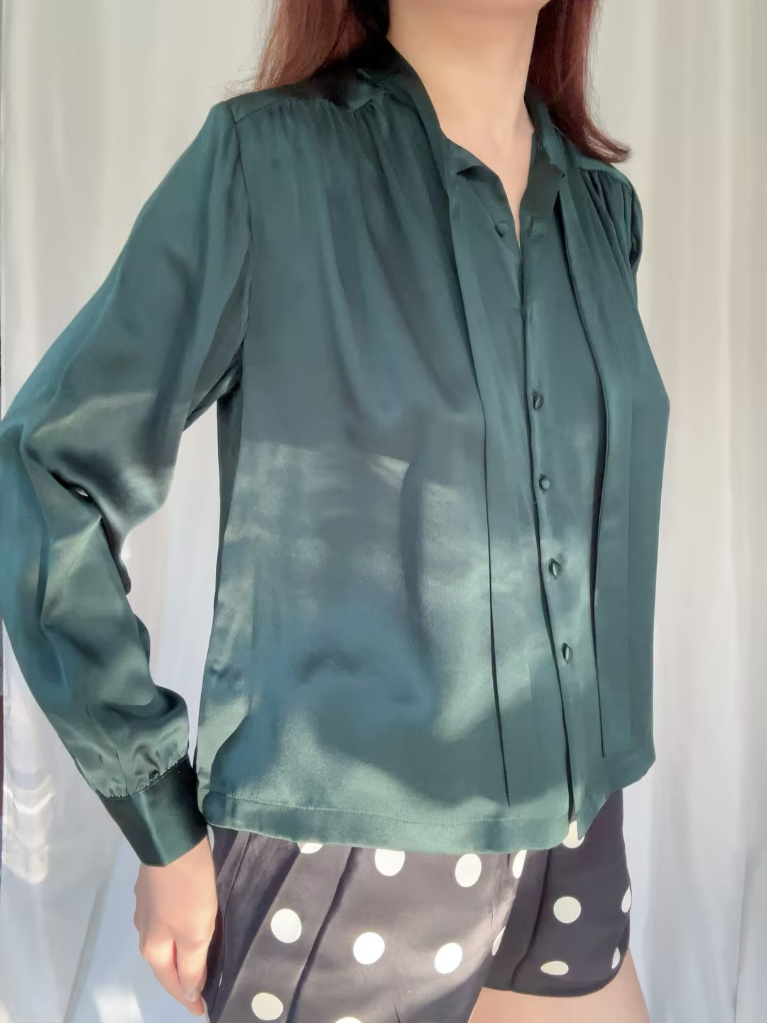Judith Silk Top - Alphine Green in XS/XL