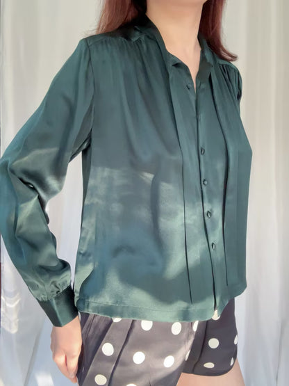 Judith Silk Top - Alphine Green in XS/XL
