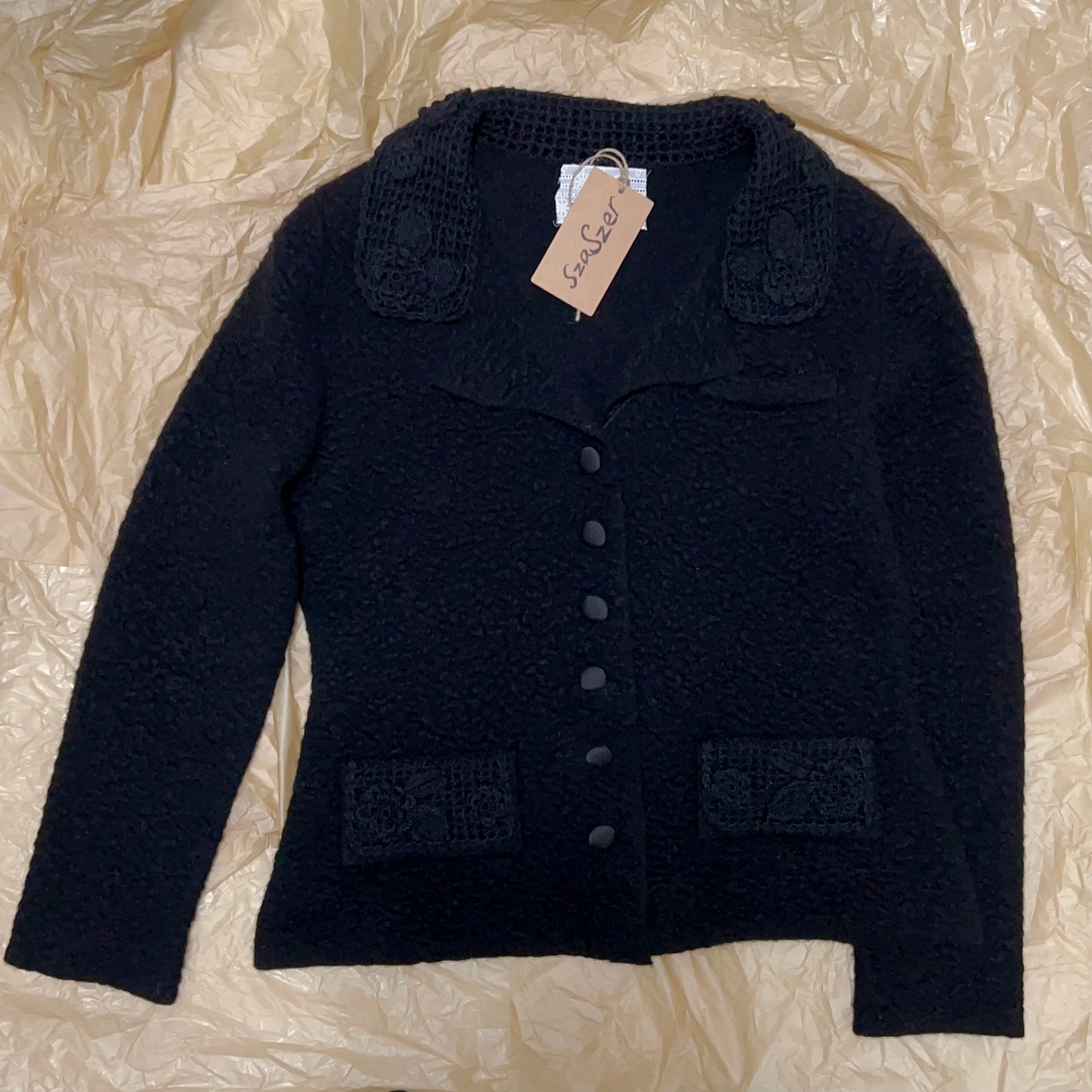 Black Cashmere Knit Jacket [size F sample sale]