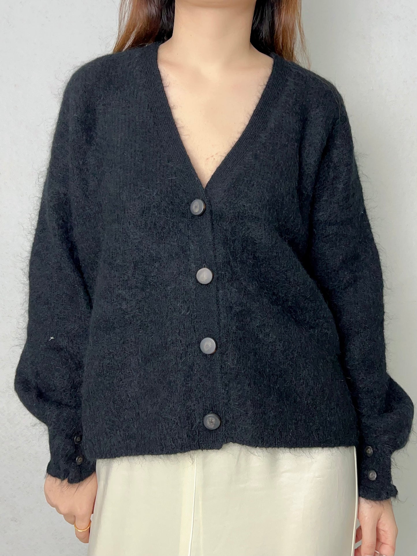 Mia Black Mohair Cardigan [size M sample sale]