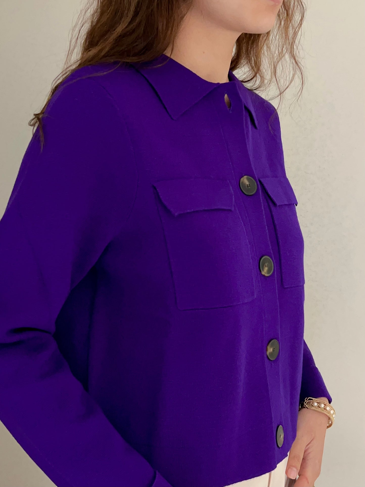 Cardigan en laine mérinos Betty en ultra violet