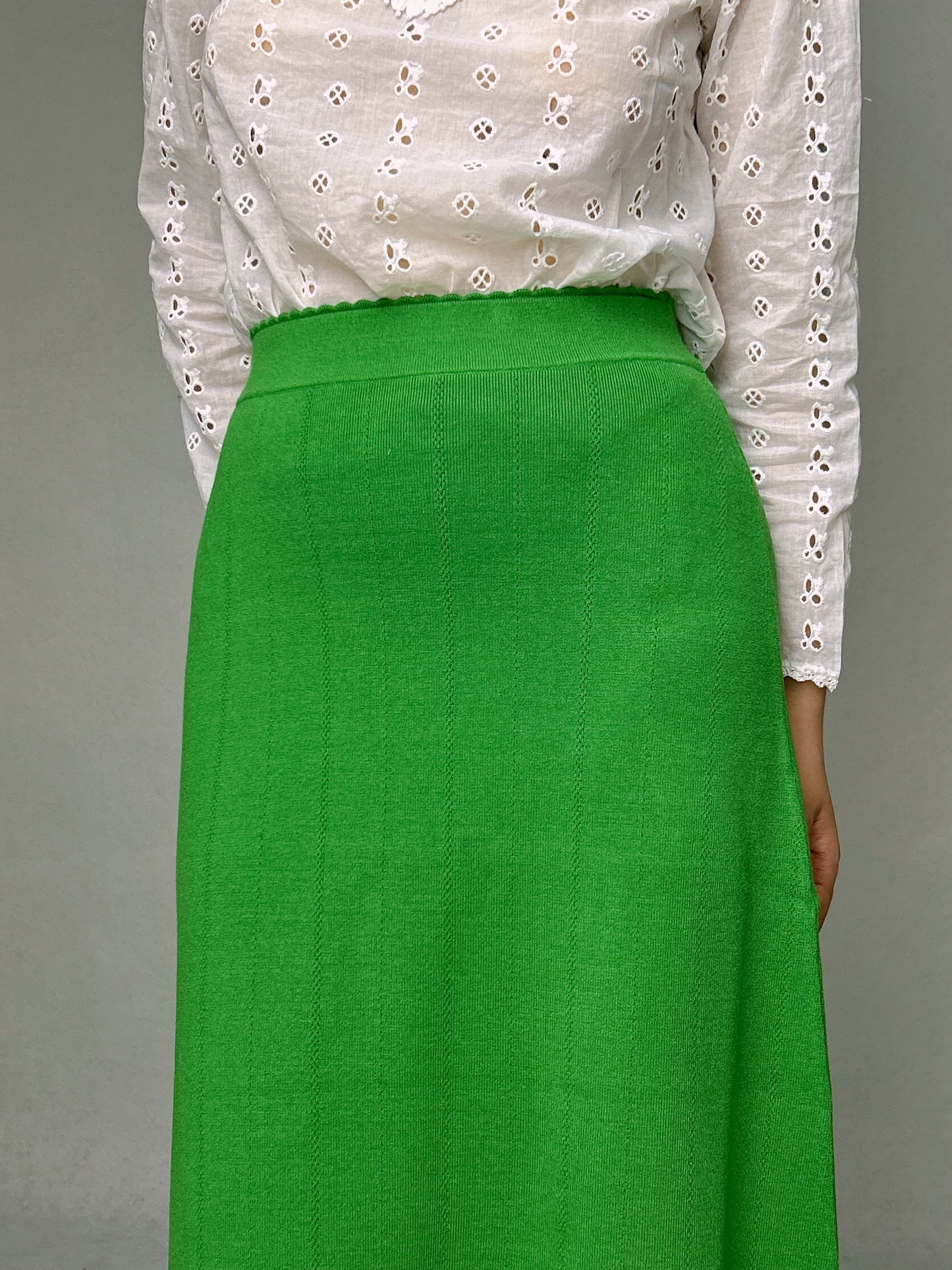 Set: Suzie Top, Elie Cardigan, Francine Skirt in Green [size M sample sale]